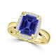 TMR121209 - Yara - Emerald Cut Tanzanite and Diamond Ring Halo