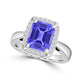 TMR121209 - Yara - Emerald Cut Tanzanite and Diamond Ring Halo