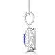 TMR121142 - Hazel - Emerald Cut Tanzanite and Diamond Pendant Double Halo