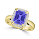 TMR121209 - Yara - Emerald Cut Tanzanite and Diamond Ring Halo