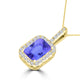 TMR121140 - Zoe - Emerald Cut Tanzanite and Diamond Pendant Halo