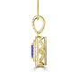 TMR121142 - Hazel - Emerald Cut Tanzanite and Diamond Pendant Double Halo