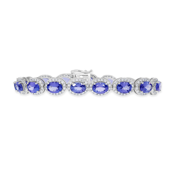 18.14tct Natural Tanzanite Bracelet with 2.61tct Diamonds set in 14K White Gold