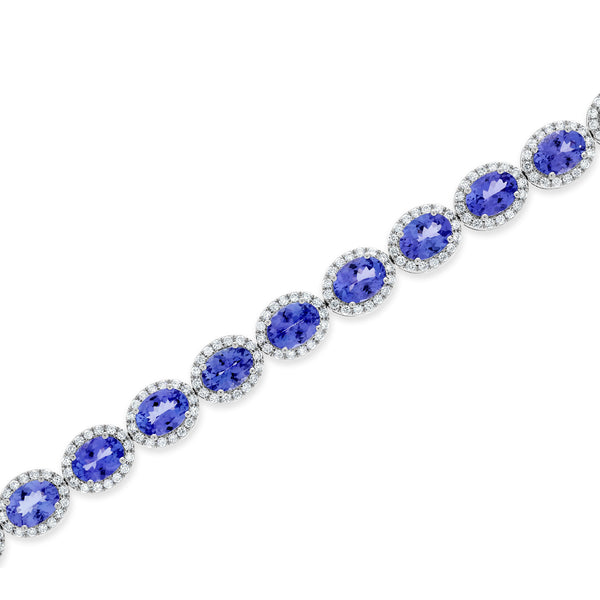 18.14tct Natural Tanzanite Bracelet with 2.61tct Diamonds set in 14K White Gold