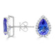 2.58 ct AAAA Pear Tanzanite Earring with 0.26 cttw Diamond in 14K White Gold