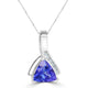 2.39 ct AAAA Trillion Tanzanite Pendant with 0.1 cttw Diamond in 14K WG