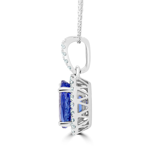2.73 ct Oval Tanzanite Pendants with 0.27 cttw Diamond in 14K White Gold