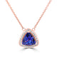 1.98 ct Trillion Tanzanite Necklaces with 0.17 cttw Diamond in 14K Rose Gold