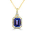 2.3 ct Emerald Cut Tanzanite Pendants with 0.21 cttw Diamond in 14K Yellow Gold