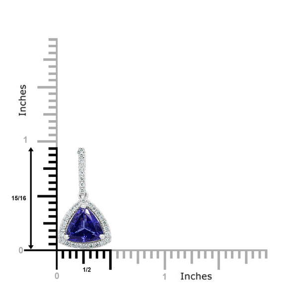 2.50 ct AAAA Trillion Tanzanite Pendant with 0.25 cttw Diamond in 18K WG