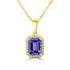 2.3 ct Emerald Cut Tanzanite Pendants with 0.18 cttw Diamond in 14K Yellow Gold