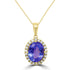 3.65 ct Oval Tanzanite Pendants with 0.22 cttw Diamond in 14K Yellow Gold