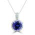 3.15 ct AAAA Round Tanzanite Pendant with 0.16 cttw Diamond in 14K WG