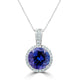 3.15 ct AAAA Round Tanzanite Pendant with 0.16 cttw Diamond in 14K WG