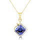 2.42ct Princess Tanzanite Pendants with 0.15 cttw Diamond in 14K Yellow Gold