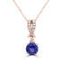 1.97 ct Round Tanzanite Pendants with 0.17 cttw Diamond in 14K Rose Gold