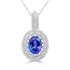 5.09 ct AAAA Oval Tanzanite Pendant with 0.87 cttw Diamond in 14K White Gold
