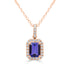 1.5ct AAAA Emerald Tanzanite Pendant with 0.23 cttw Diamond in 14K Rose Gold