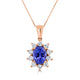 1.42 ct AAAA Oval Tanzanite Pendant with 0.61 cttw Diamond in 14K Rose Gold