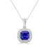 2.16 ct Cushion Tanzanite Pendants with 0.19 cttw Diamond in 14K White Gold