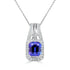 2.62 ct Emerald Cut Tanzanite Pendants with 0.47 cttw Diamond in 14K White Gold