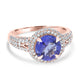 2ct AAAA Round Tanzanite Ring with 0.65 cttw Diamond in 14K Rose Gold