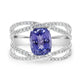 2.59ct AAAA Cushion Tanzanite Ring with 0.59 cttw Diamond in 14K White Gold