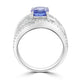 2.59ct AAAA Cushion Tanzanite Ring with 0.59 cttw Diamond in 14K White Gold