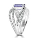 2.59ct AAAA Cushion Tanzanite Ring with 0.59 cttw Diamond in 14K White Gold
