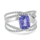 2.59ct AAAA Cushion Tanzanite Ring with 0.59 cttw Diamond in 14K White Gold