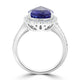 4.76 ct AAAA Pear Tanzanite Ring with 0.41 cttw Diamond in 14K White Gold