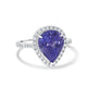 4.76 ct AAAA Pear Tanzanite Ring with 0.41 cttw Diamond in 14K White Gold