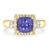2.29ct AAAA Cushion Tanzanite Ring with 0.34 cttw Diamond in 14K Yellow Gold