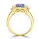 2.29ct AAAA Cushion Tanzanite Ring with 0.34 cttw Diamond in 14K Yellow Gold