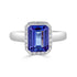 2.30 ct AAAA Emerald Cut Tanzanite Ring with 0.19 cttw Diamond in 14K White Gold