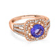 1.63 ct AAAA Round Tanzanite Ring with 0.41 cttw Diamond in 14K Rose Gold