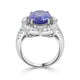 6.40 ct AAAA Oval Tanzanite Ring with 0.85 cttw Diamond in 14K White Gold