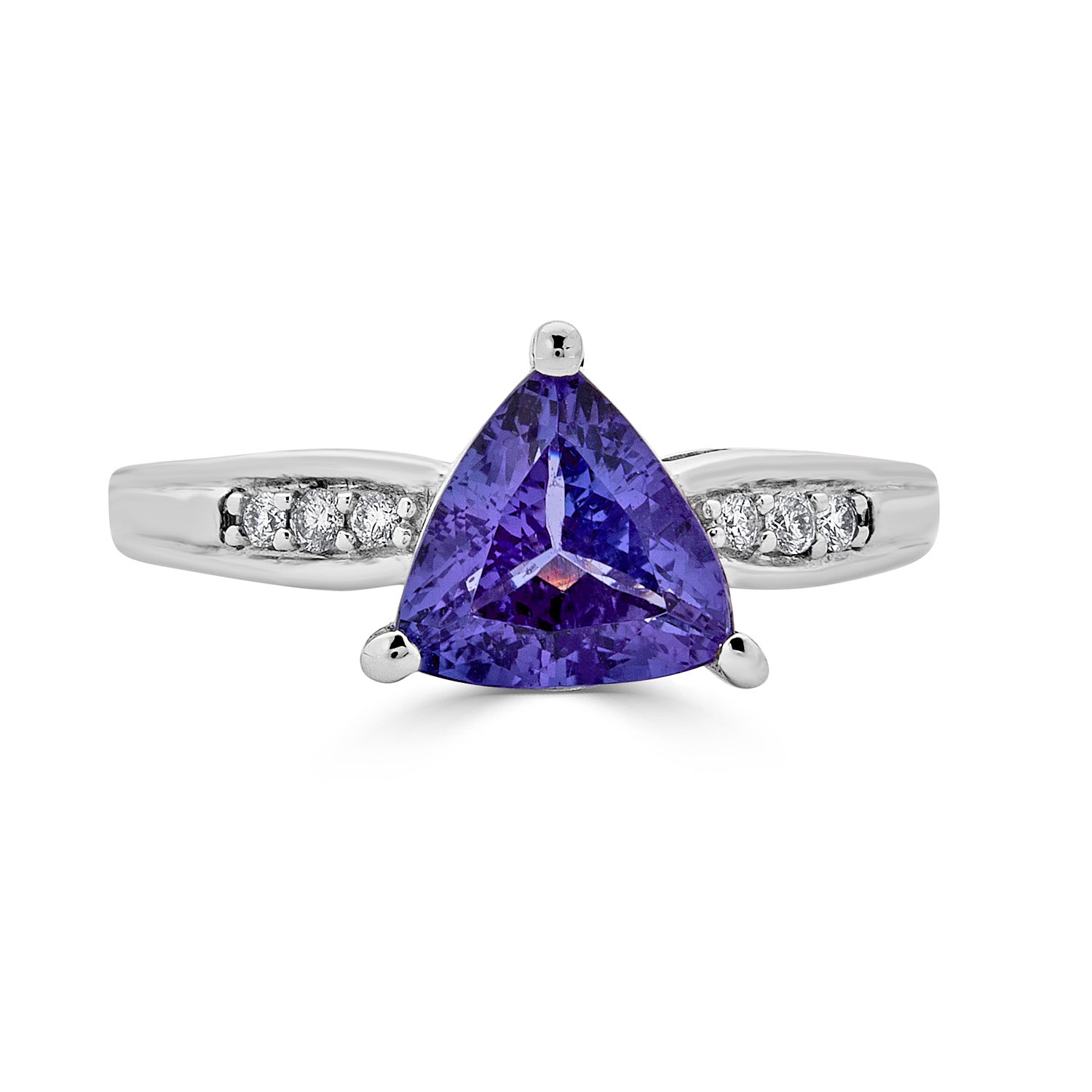 ct AAAA Trillion Tanzanite Ring with cttw Diamond in 14K