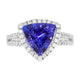 3.49 ct AAAA Trillion Tanzanite Ring with 0.42 cttw Diamond in 14K White Gold