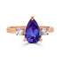 2.14 ct AAAA Pear Tanzanite Ring with 0.3 cttw Diamond in 14K Rose Gold.