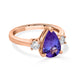 2.14 ct AAAA Pear Tanzanite Ring with 0.3 cttw Diamond in 14K Rose Gold.