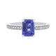 1.87 ct AAAA Emerald Cut Tanzanite Ring with 0.14 cttw Diamond in 14K White Gold