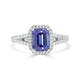 1.70 ct AAAA Princess Tanzanite Ring with 0.41 cttw Diamond in 14K White Gold