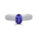 1.13 ct AAAA Oval Tanzanite Ring with 0.5 cttw Diamond in 14K White Gold