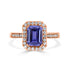1.50 ct AAAA Emerald Cut Tanzanite Ring with 0.36 cttw Diamond in 14K Rose Gold