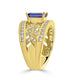 1.52 ct AAAA Emerald Cut Tanzanite Ring with 0.75 cttw Diamond in 14K Yellow Gold