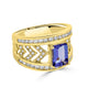 1.52 ct AAAA Emerald Cut Tanzanite Ring with 0.75 cttw Diamond in 14K Yellow Gold