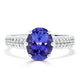 1.32 ct AAAA Oval Tanzanite Ring with 0.25 cttw Diamond in 14K White Gold