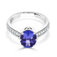 1.32 ct AAAA Oval Tanzanite Ring with 0.25 cttw Diamond in 14K White Gold