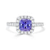 1.40 ct AAAA Cushion Tanzanite Ring with 0.36 cttw Diamond in 14K White Gold